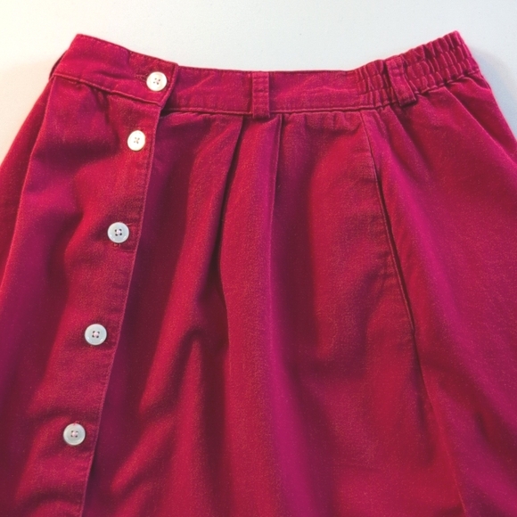 Vintage Bryn Connelly cotton, button front skirt, pockets, elastic waist. Sz 8 - Picture 8 of 8